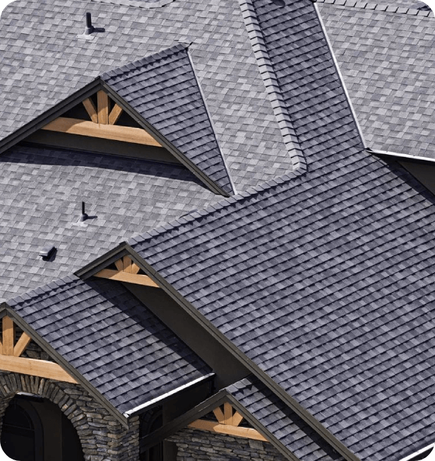 Top view of a house roofing in gray