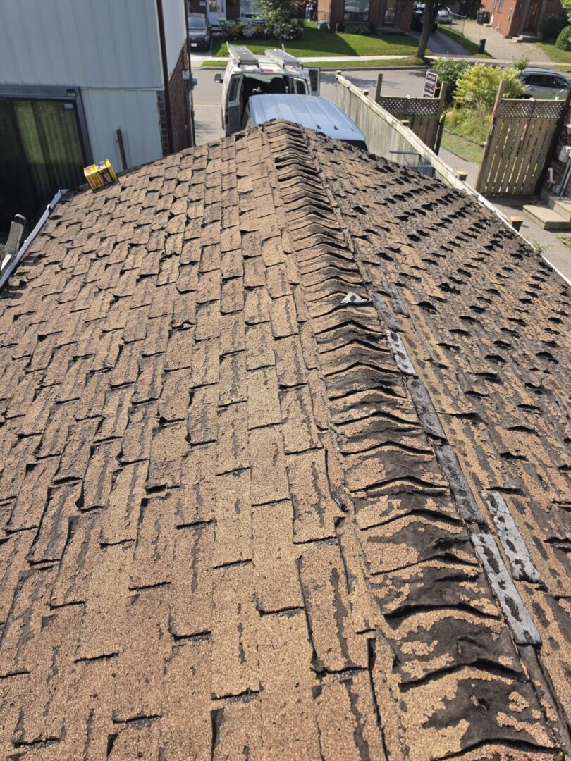 Old worn shingle roof