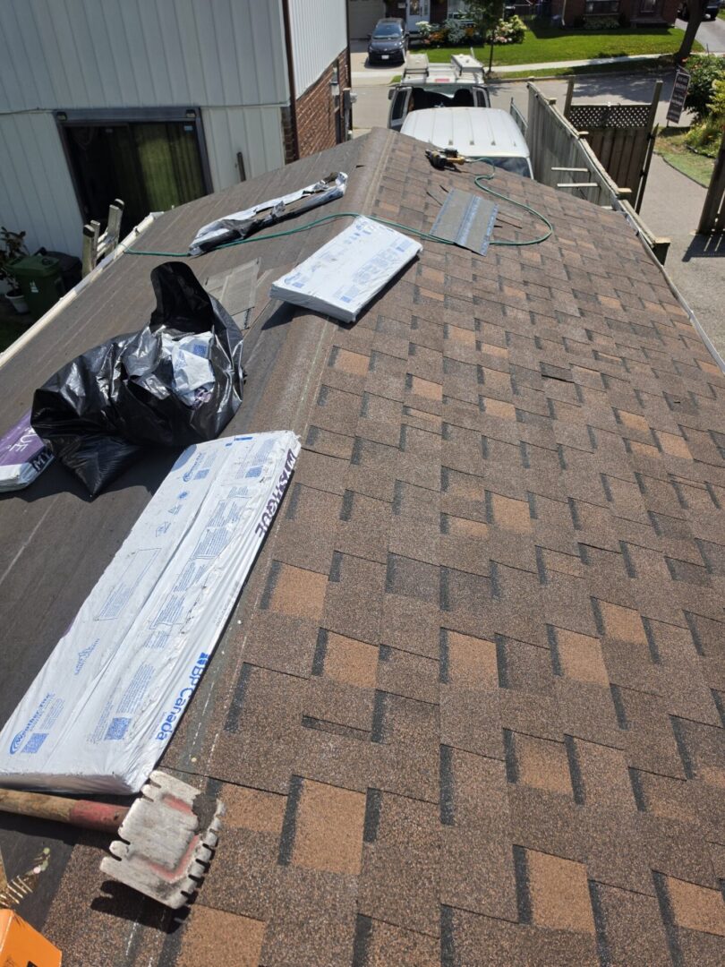 Roof replacement in progress